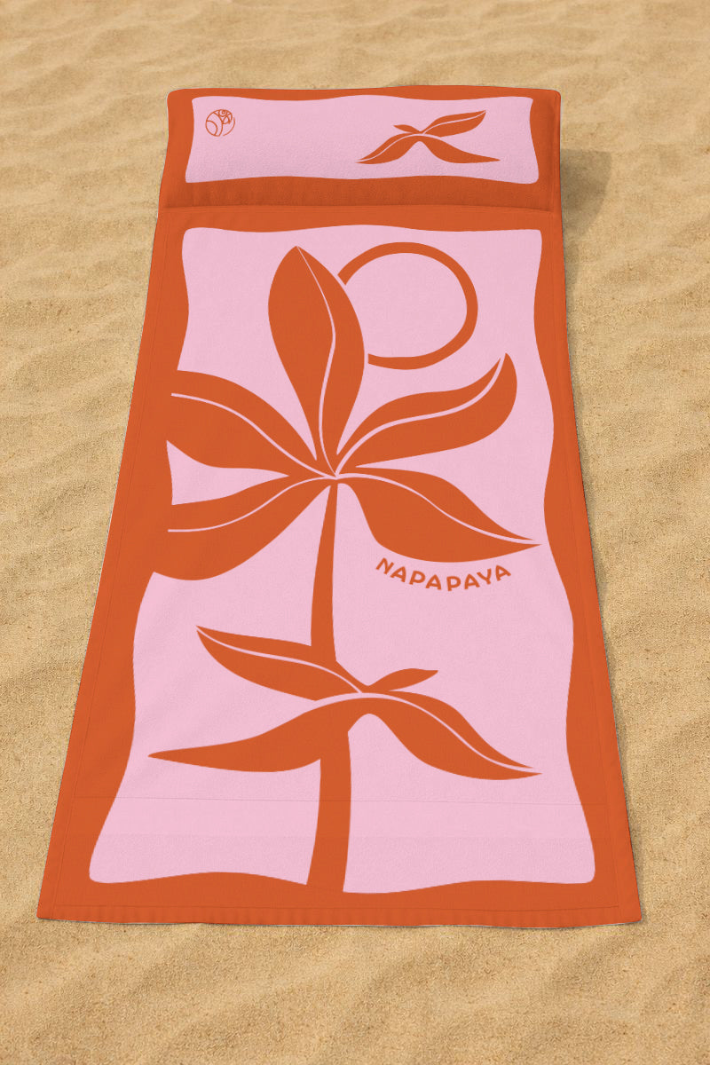 Drap de plage avec coussin intégré "Flores"